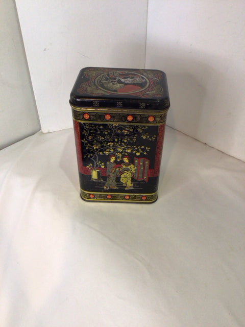Oriental Black/Red Metal Tin