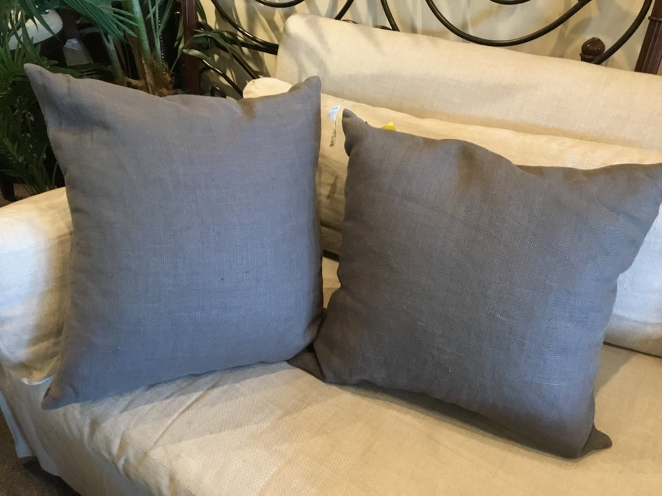 Pair Gray Down Linen Pillow Set