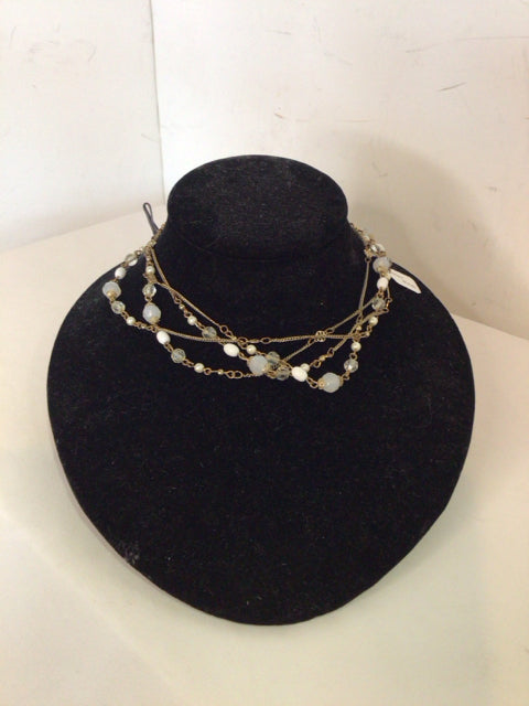 Gold/white Beads Necklace