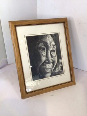 Signed Black/White Woman Framed Art