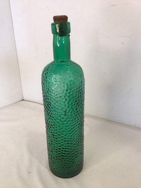 Vintage Green Glass Textured Bottle