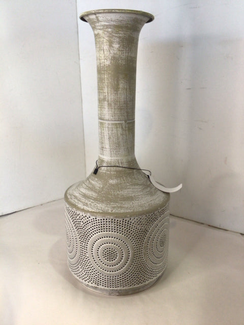 Bohemian Greige Metal Cut Out Vase