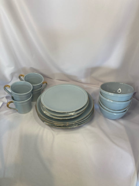 Set of 4 Blue Ceramic Dish Set