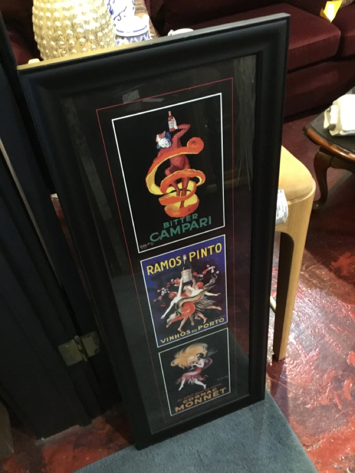 Liquor Black/Multi Divided Framed Art