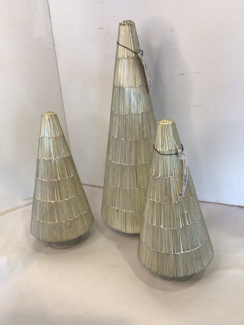 Christmas Silver/White Glass Trees Set of 3 Holiday Item