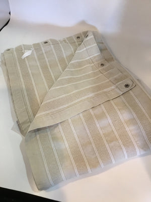 Tan/White Cotton Striped Shower Curtain