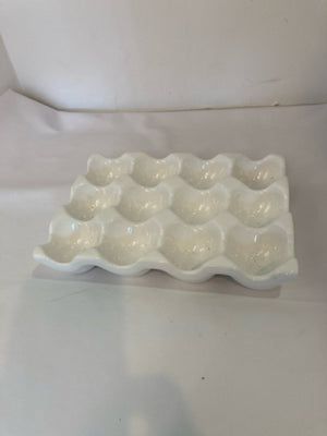 World Market White Ceramic Egg Plate