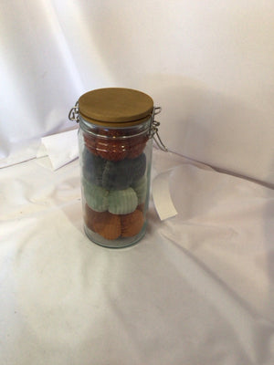 Fall Glass Cloth Jar Pumpkins Holiday Item