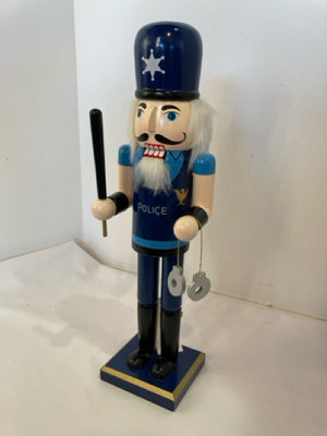 Nutcracker Blue/White Wood Police Holiday Item