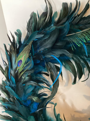 Blue/Green Feather Peacock Wreath