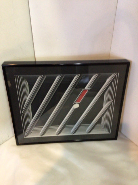 Shadow Box Black/Red Abstract Framed Art