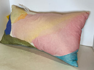 Pastel Linen Watercolor Painted Pillow