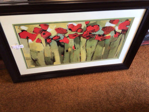 White/Red Poppies Framed Art