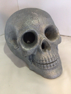 Silver Plaster Skull Holiday Item