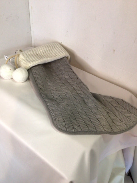 Stocking Gray/White Knit Holiday Item