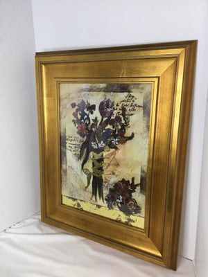 Gold/Multi Floral Framed Art