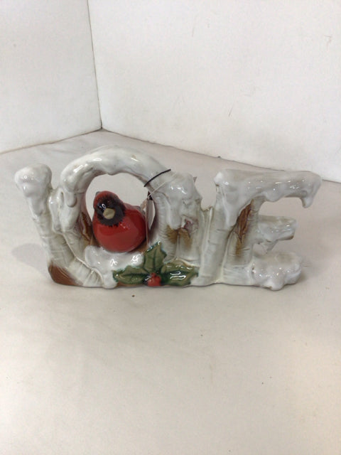 Christmas White/Red Ceramic Love Cardinal Holiday Item