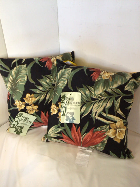 Outdoor/Outside Black/Multi Tropical Pair Pillow Set