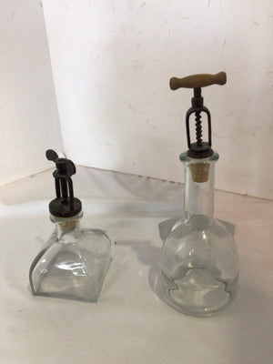 Retro Clear Glass Pair Bottle Set
