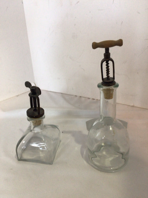 Retro Clear Glass Pair Bottle Set