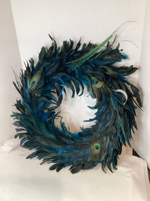 Blue/Green Feather Peacock Wreath