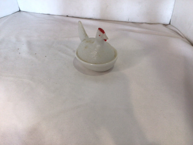 Vintage Candy White Milk Glass Chicken Bowl