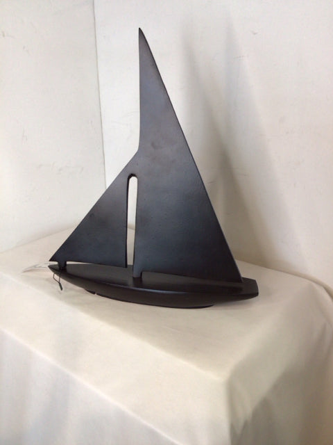 Black Metal Sailboat Sculpture