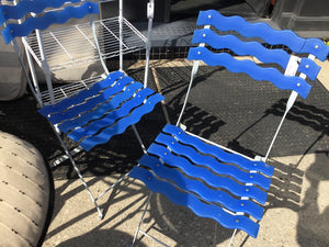 Folding Plastic Outdoor/Outside Blue Chair Set