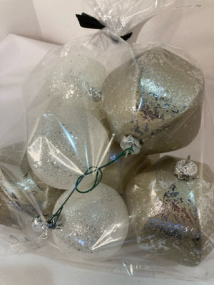 White/Gold Foam In Bag Holiday Ornaments