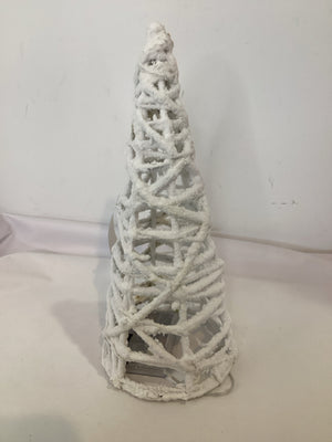 Pre-Lit White Metal Snow Christmas Tree Holiday Item