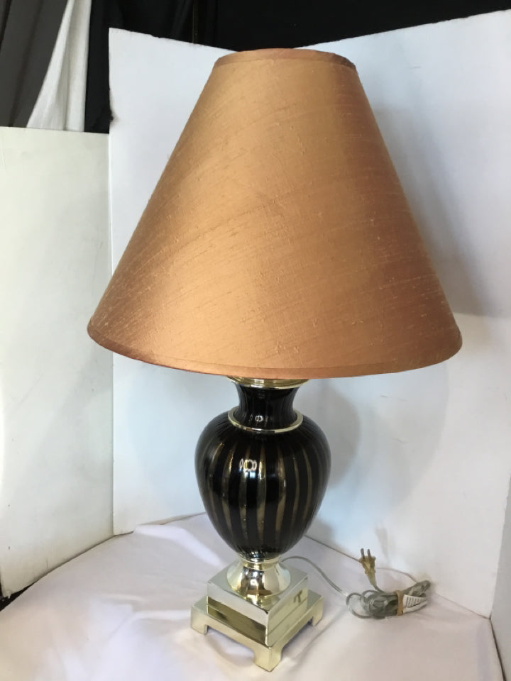 Black/Silver Glass Lamp