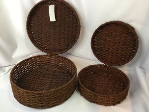 Nesting Brown Rope Set of 2 Lidded Basket