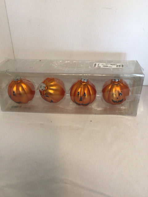 Halloween Orange Glass Pumpkin Ornaments Holiday Item