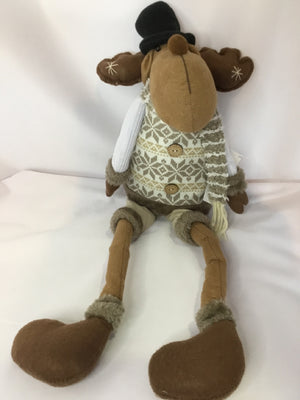 Brown/White Fabric Moose Holiday Item