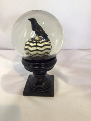 Halloween Black/White Glass Snow Globe Pumpkin Holiday Item