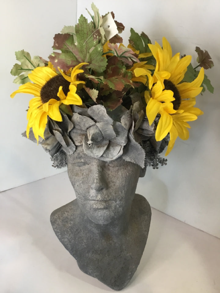 Gray/Black Faux Concrete Head Planter