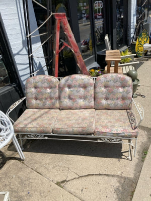 Vintage Iron Glider w/Cushion White Sofa