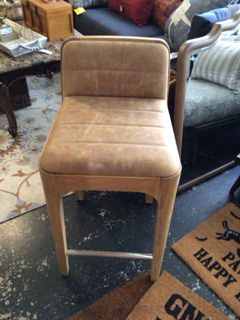Leather Seat Wood Counter Camel Barstool/Bar Stool