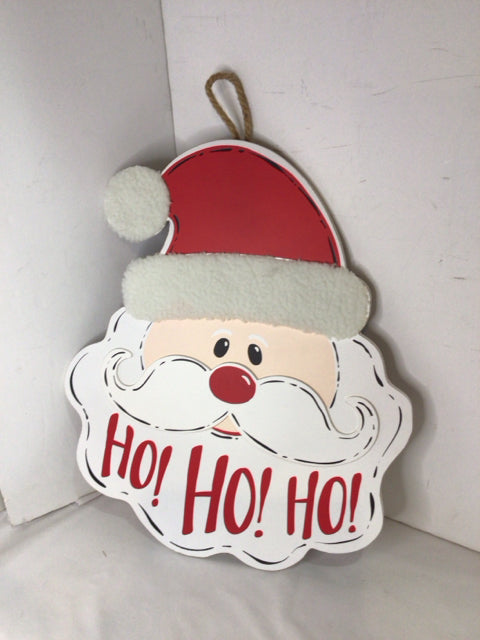 Sign Red/white Wood Santa Holiday Item