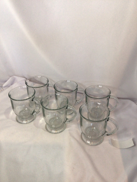 Set of 6 Clear Glass Mug Glasses