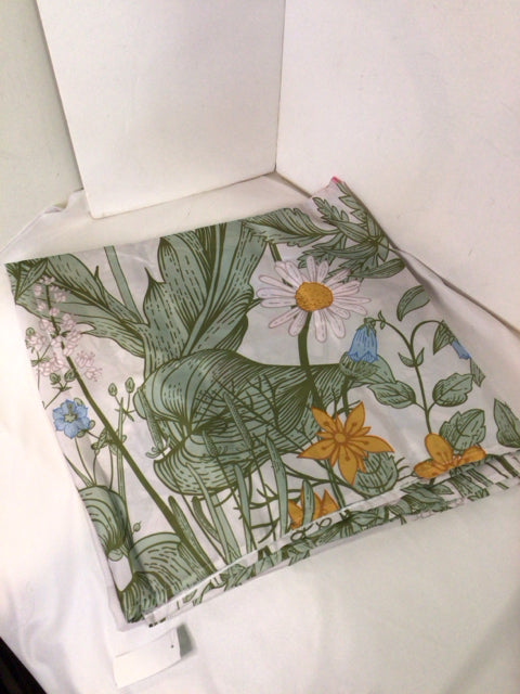 White/Multi Poly Blend Floral Shower Curtain