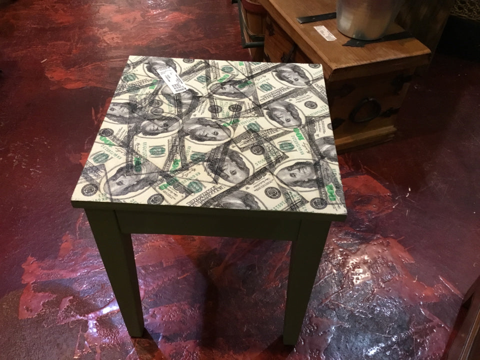 Side Wood Money Black/Green Table
