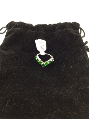 Sterling Silver Green Chevron Ring
