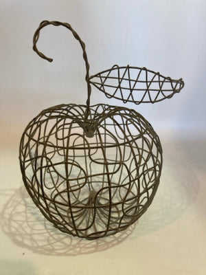 Gray Metal Apple Sculpture