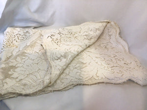 Vintage Cream Cotton Embroidered Tablecloth