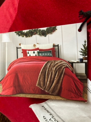 King Red Cotton Comforter Set