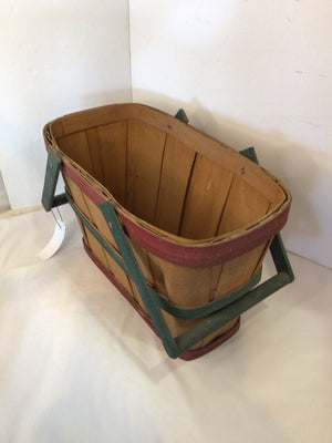 Vintage Tan/Red Wood Basket