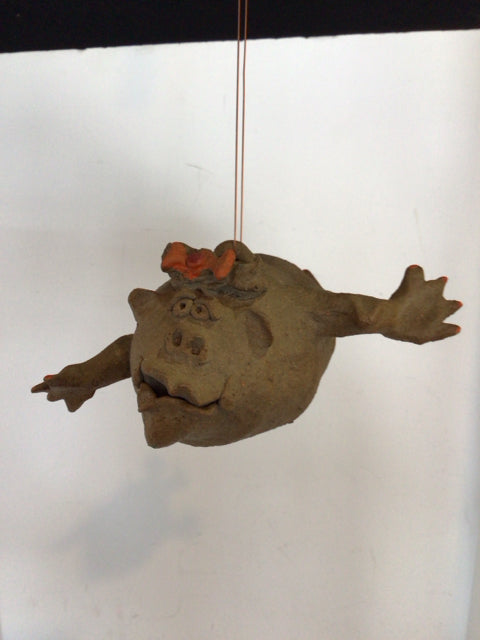 Whimsical Gray Clay Figurine