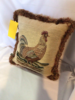 Borgata Tan/multi Cotton Chicken Fringe Pillow