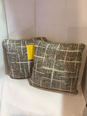 Gray/White Polyester Pair Down Filled Pillow Set
